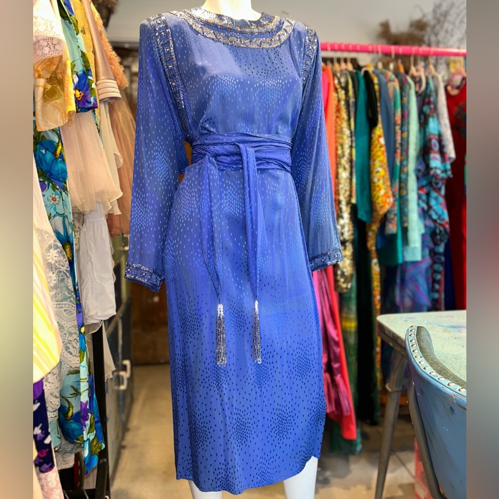Vintage Bold Blue Silk Dress
